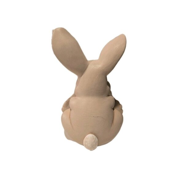 Vintage Pink Happy Easter Bunny Holding Easter Egg Holiday Figurine Statue - Picture 3 of 3